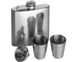 Set aus einem Flachmann, 2 Pinchen und einem Trichter aus Edelstahl